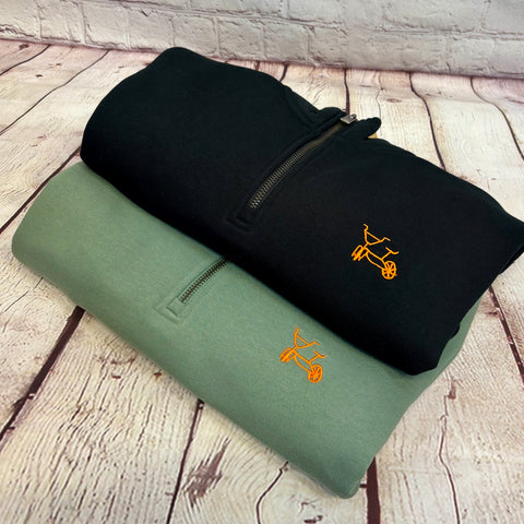 BMX, designed by Maxi - Embroidered 1/4 Zip Sweatshirt - (unisex)