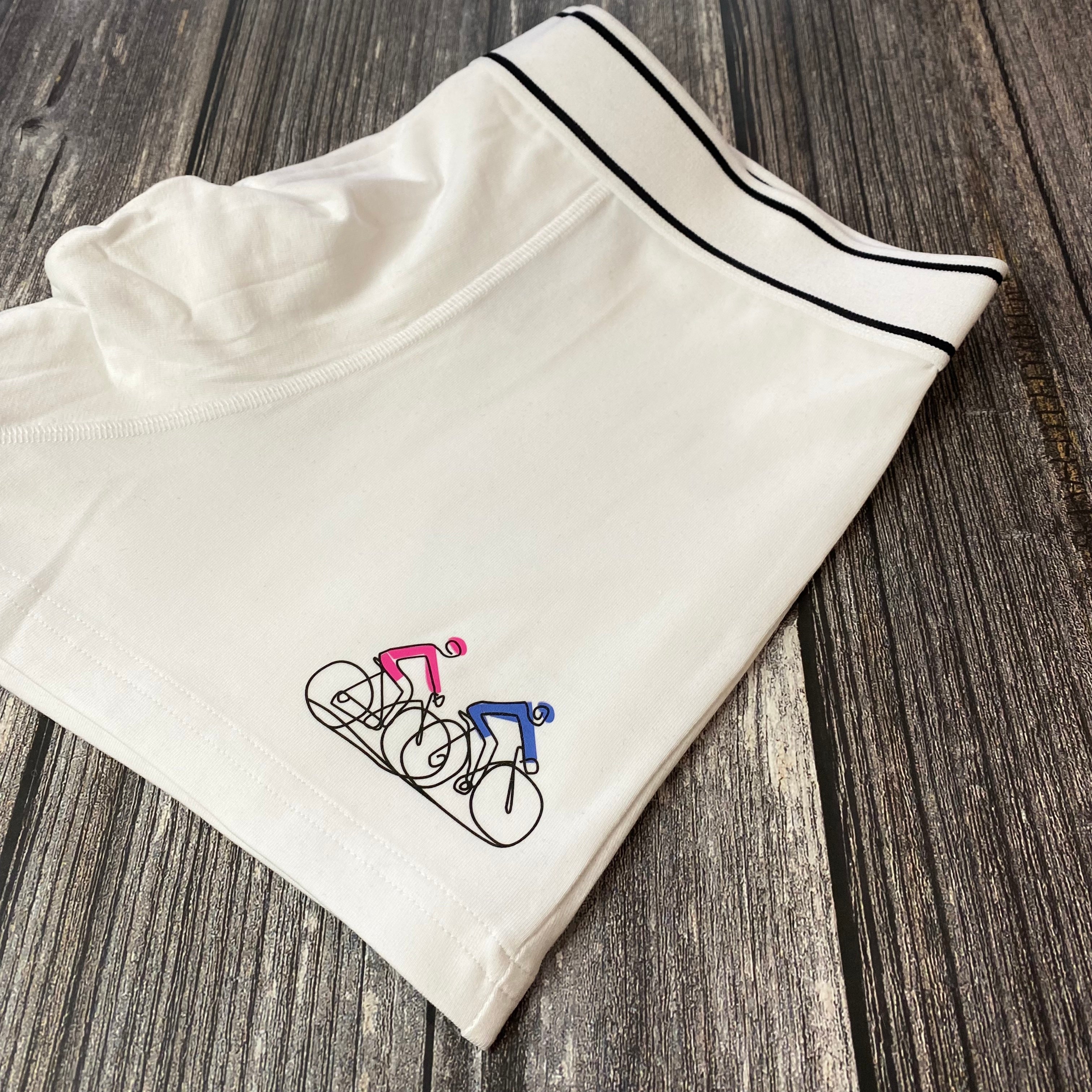 Cycling Duo - Mens White Boxer Shorts