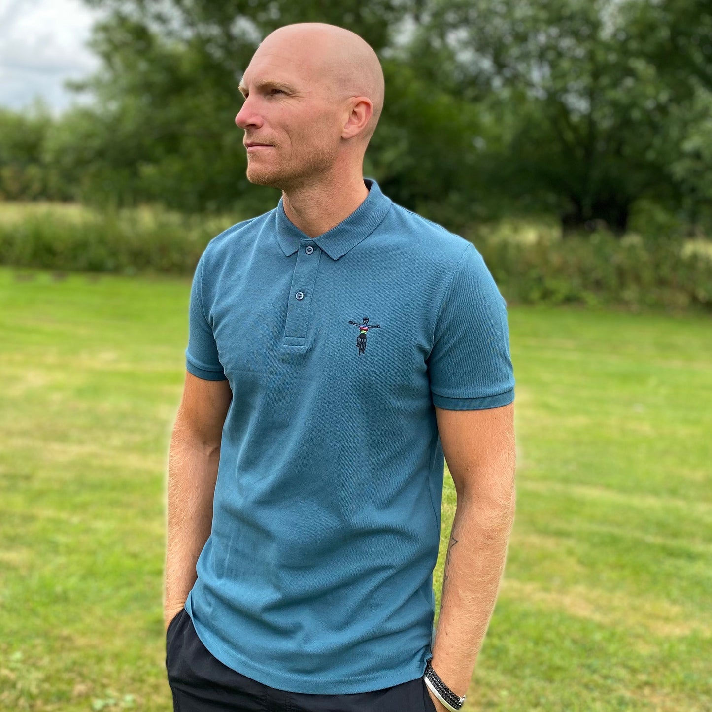 Finish Line Embroidered Polo Shirt - Spoke & Solace