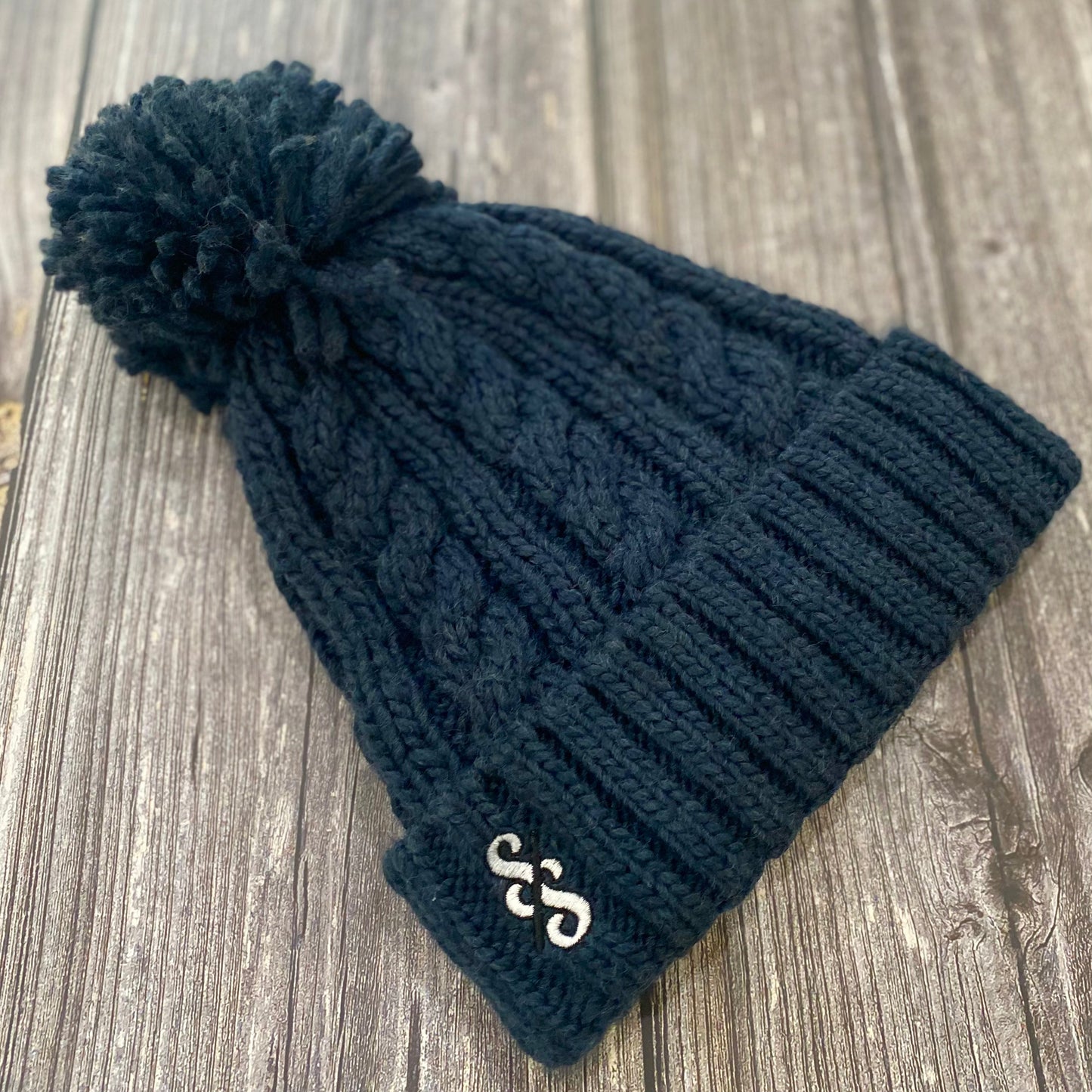 Cable Knit Melange Beanie - Monochrome logo - Spoke & Solace