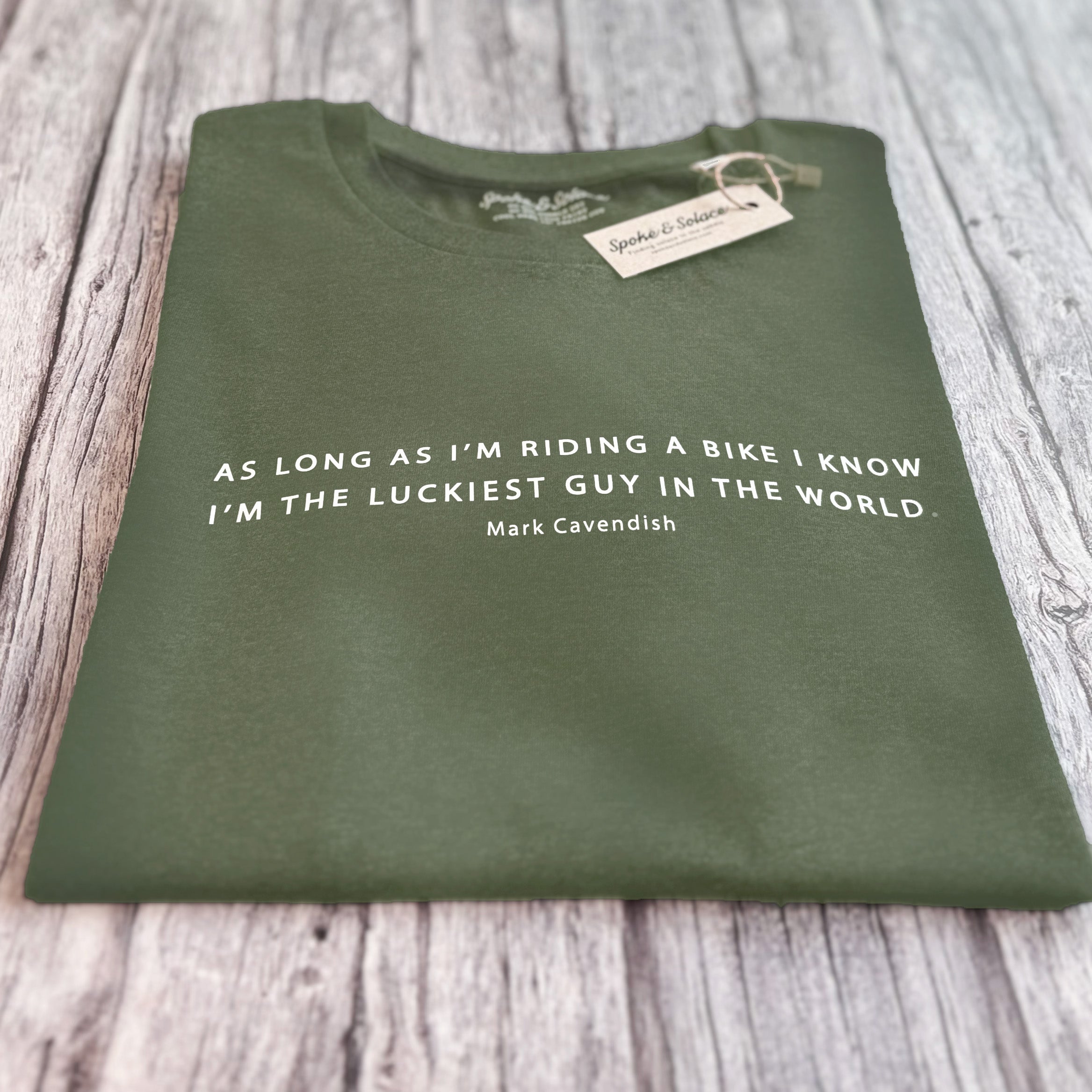 As long as I'm riding a bike, I know I'm the luckiest guy in the world - Mark Cavendish - T-Shirt (NEW)
