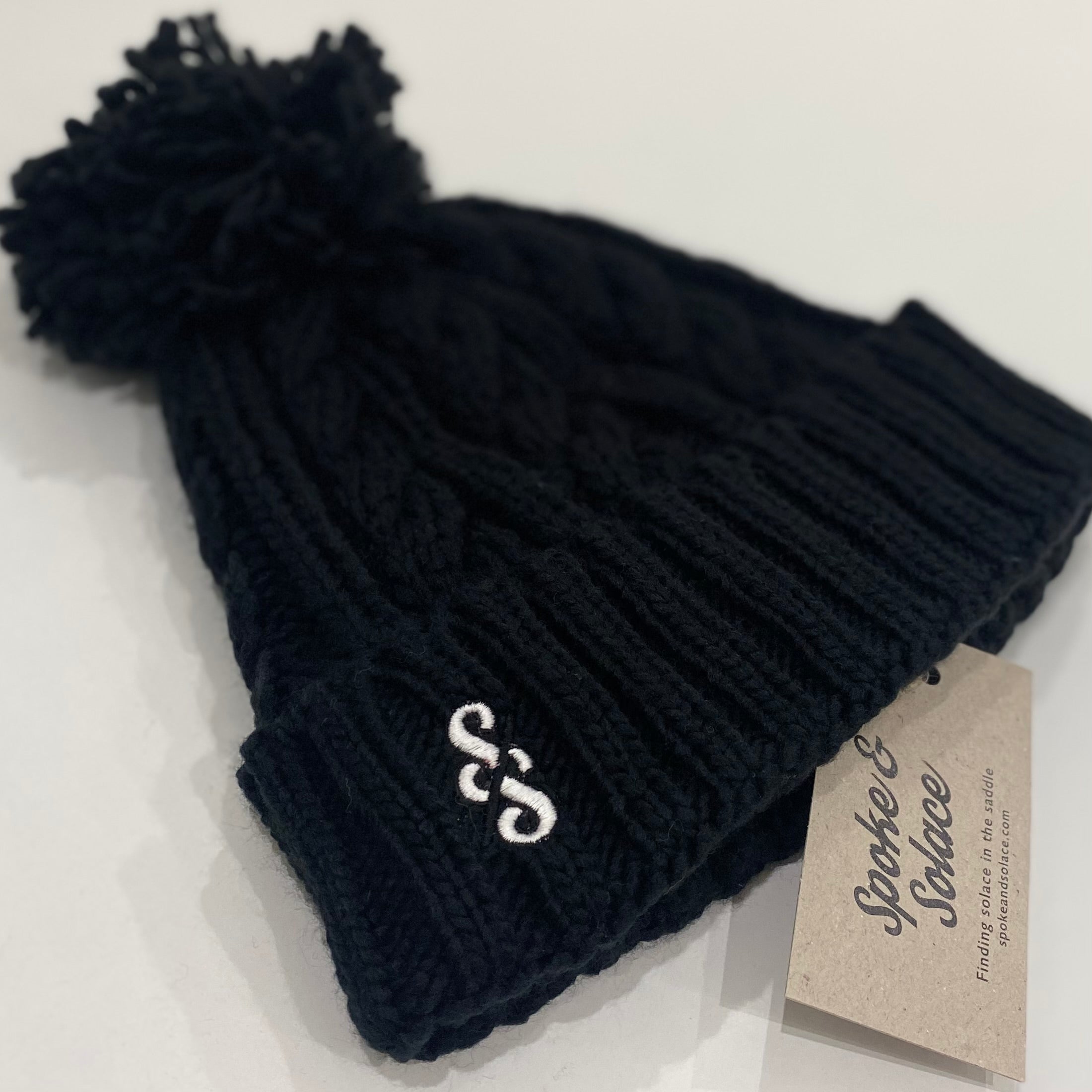 Cable Knit Melange Beanie - Monochrome logo - Spoke & Solace