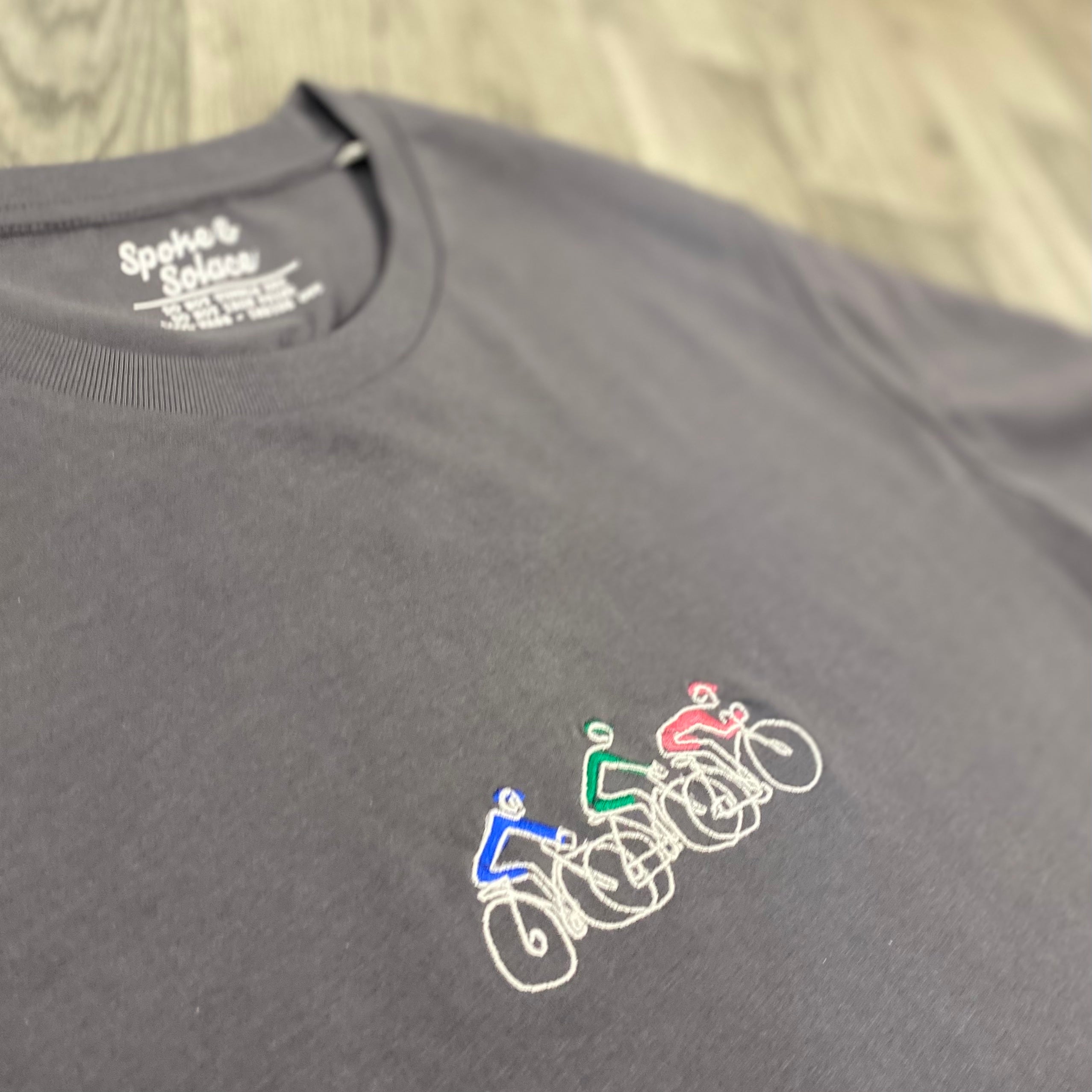 Bike Tour Embroidered T-Shirt - Spoke & Solace