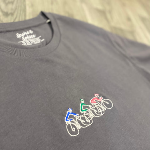 Bike Tour Embroidered T-Shirt - Spoke & Solace