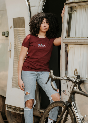 Women's Bike Tour Embroidered Tee - Spoke & Solace