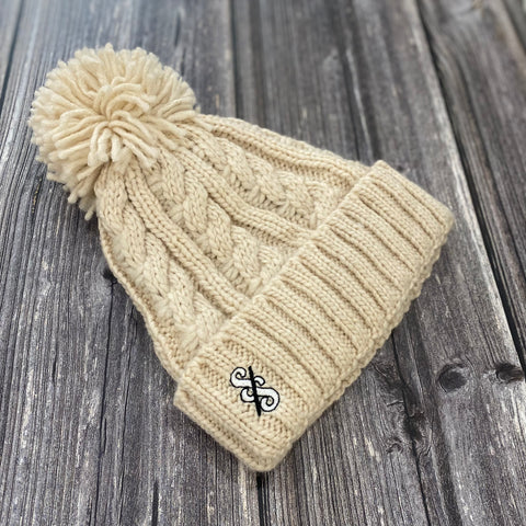 Cable Knit Melange Beanie - Monochrome logo - Spoke & Solace