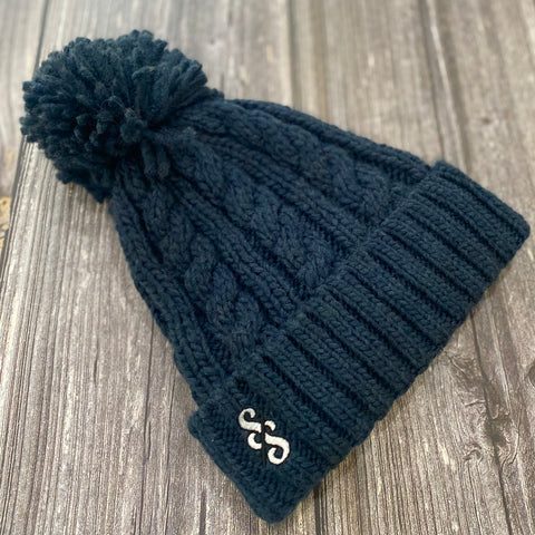 Cable Knit Melange Beanie - Monochrome logo - Spoke & Solace