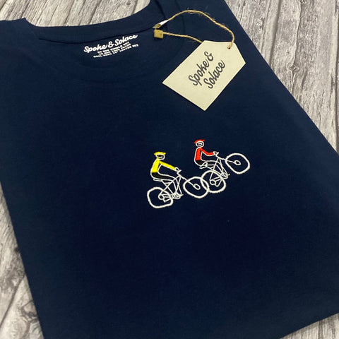 Mountain Bike Tour Embroidered T-Shirt - Spoke & Solace